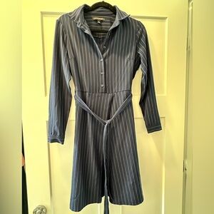 Elegant Blue Striped Dress